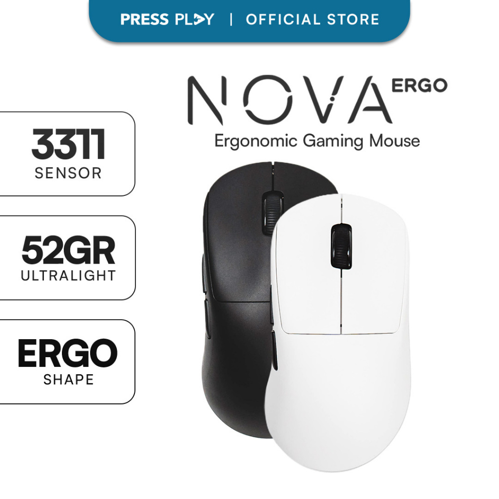 Press Play NOVA Ergo 3311 Ergonomic Wireless Gaming Mouse