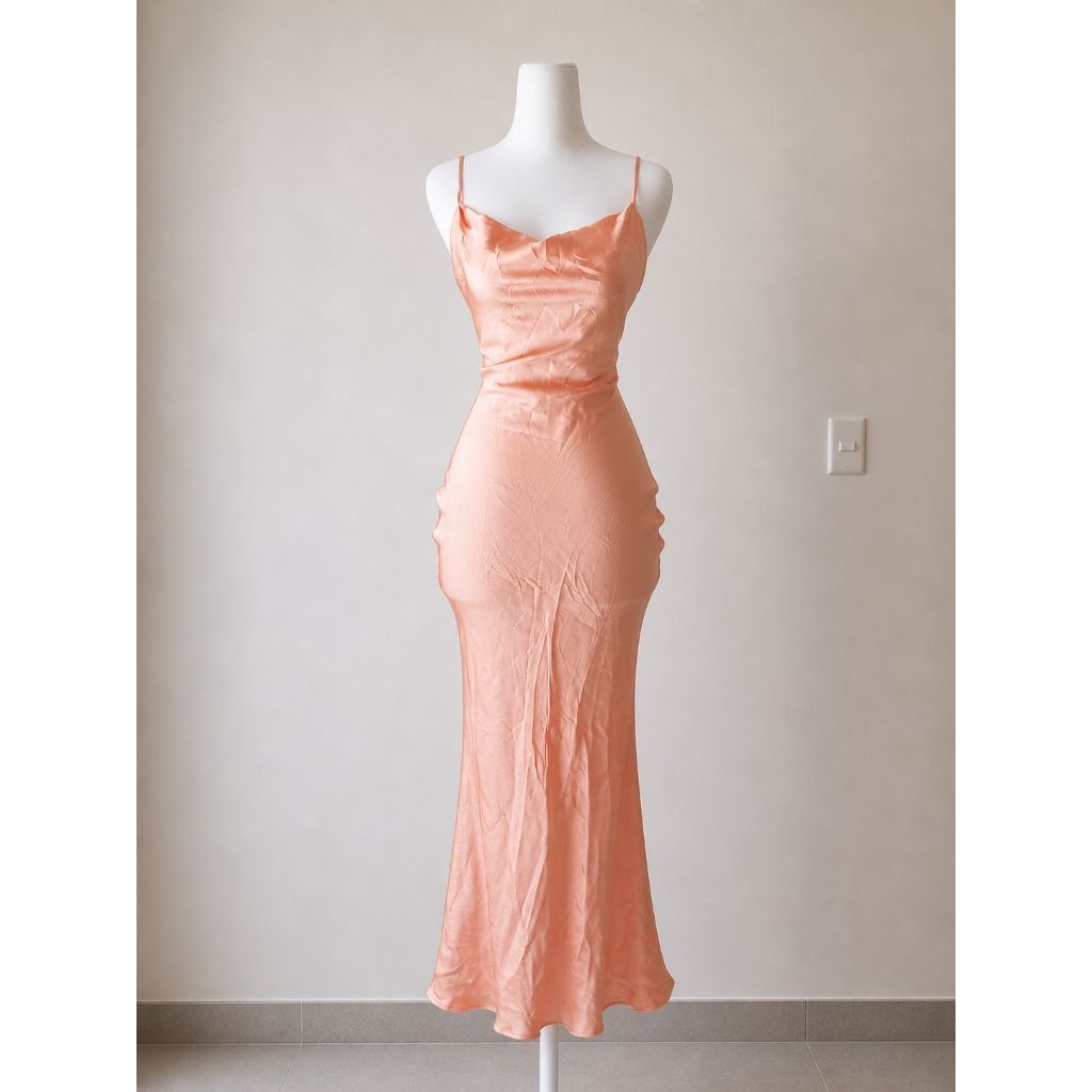 long dress wanita slim satin silky premium model backless tali | long dress slim satin