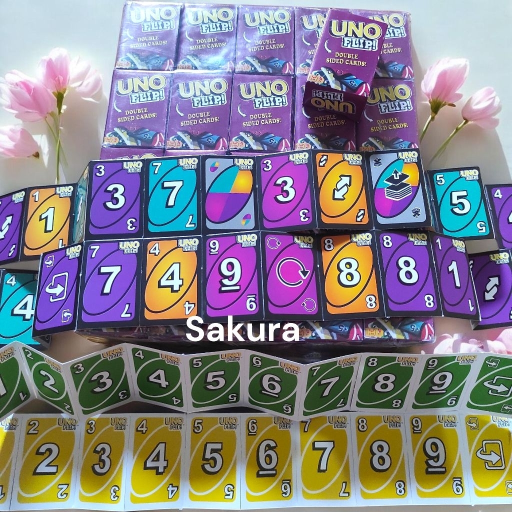permainan kartu remi mini UNO double sided card/mainan kartu remi ungu mini