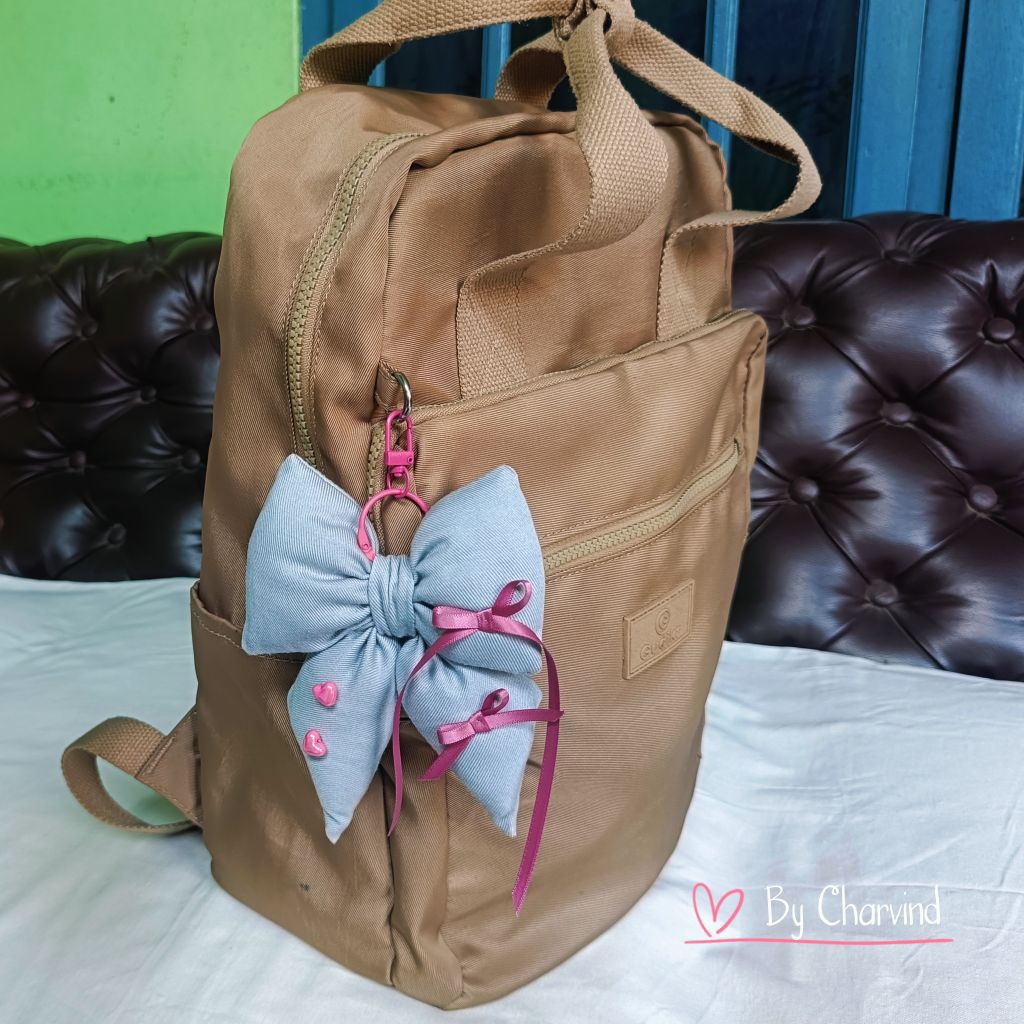 Bag Charm Pita Puffy Big Denim Silver / Gantungan Tas Ransel / Keychain / Gantungan Kunci