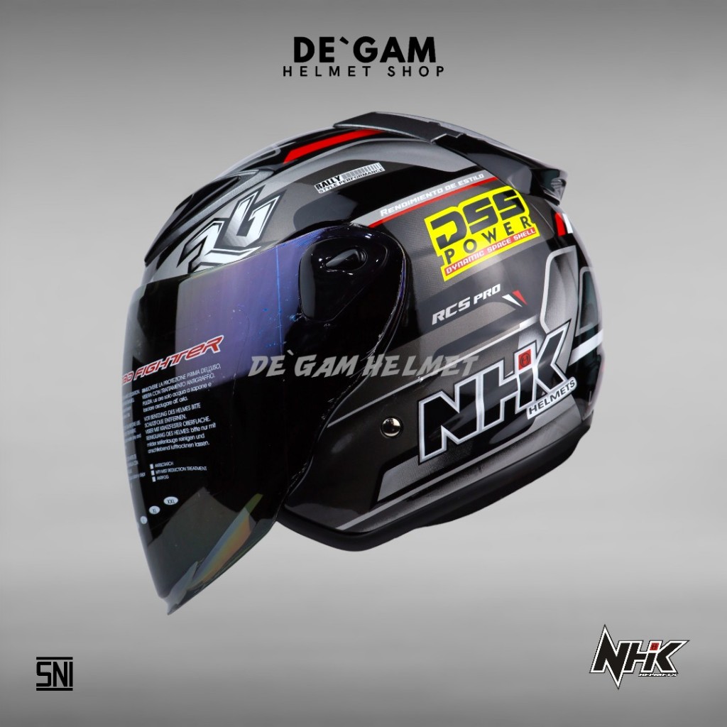 NHK R6 Motif Rally #3 - Black/Silver - Helm Half Face