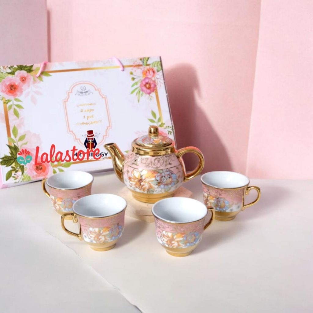 Teapot set 3in1 , Teko set cangkir keramik , Teko cangkir aesthetic
