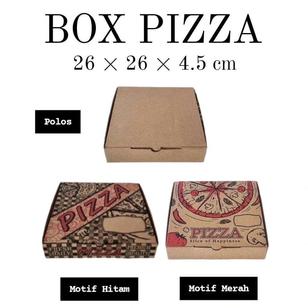 (ISI 100 PCS) DUS PIZZA 26x26x4.5 / BOX PIZZA MOTIF POLOS / DUS PACKAGING