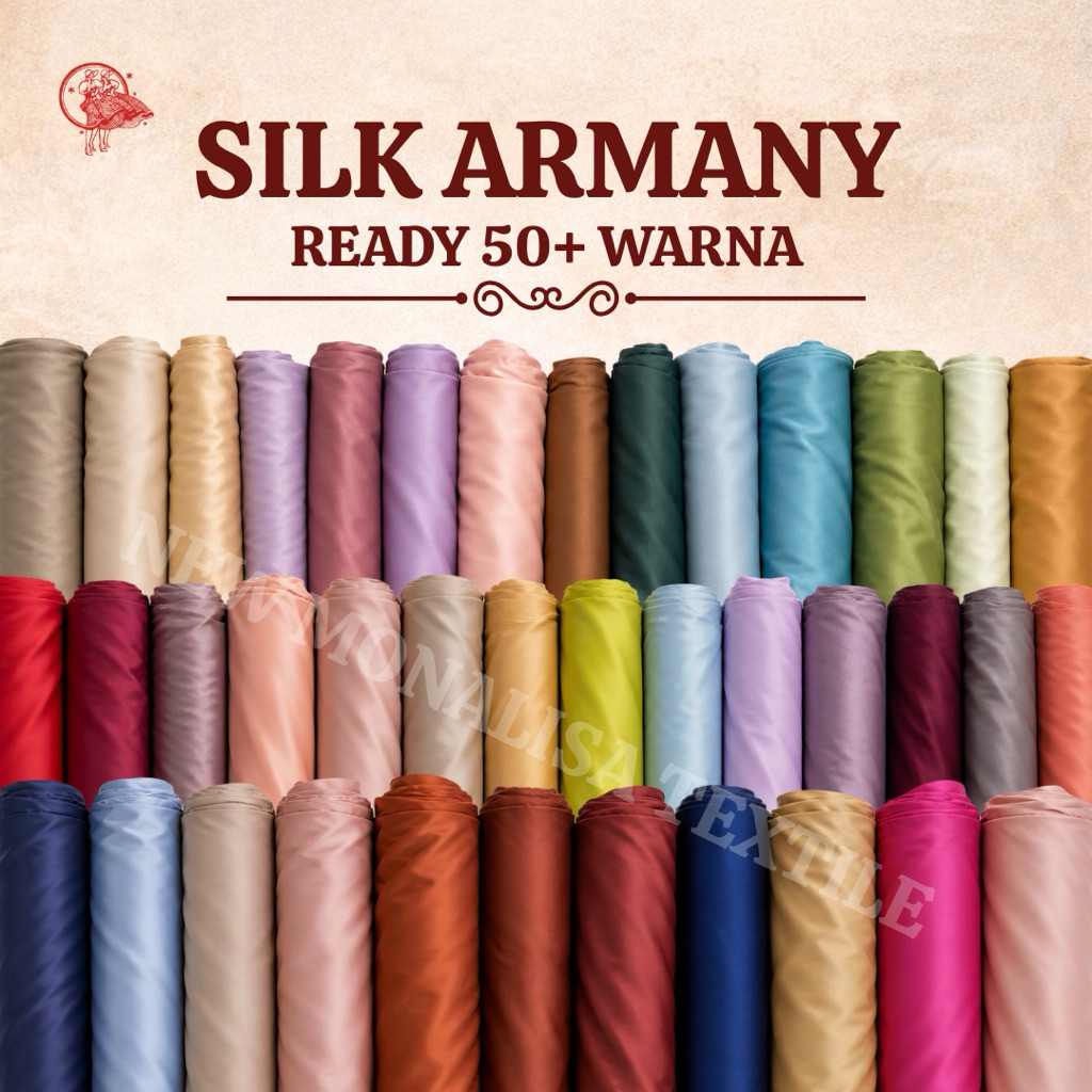 Kain Silk Armany Armani Satin Premium Bridesmaid Stretch Meteran Lebar 150 cm - Bahan Dress, Gamis, 