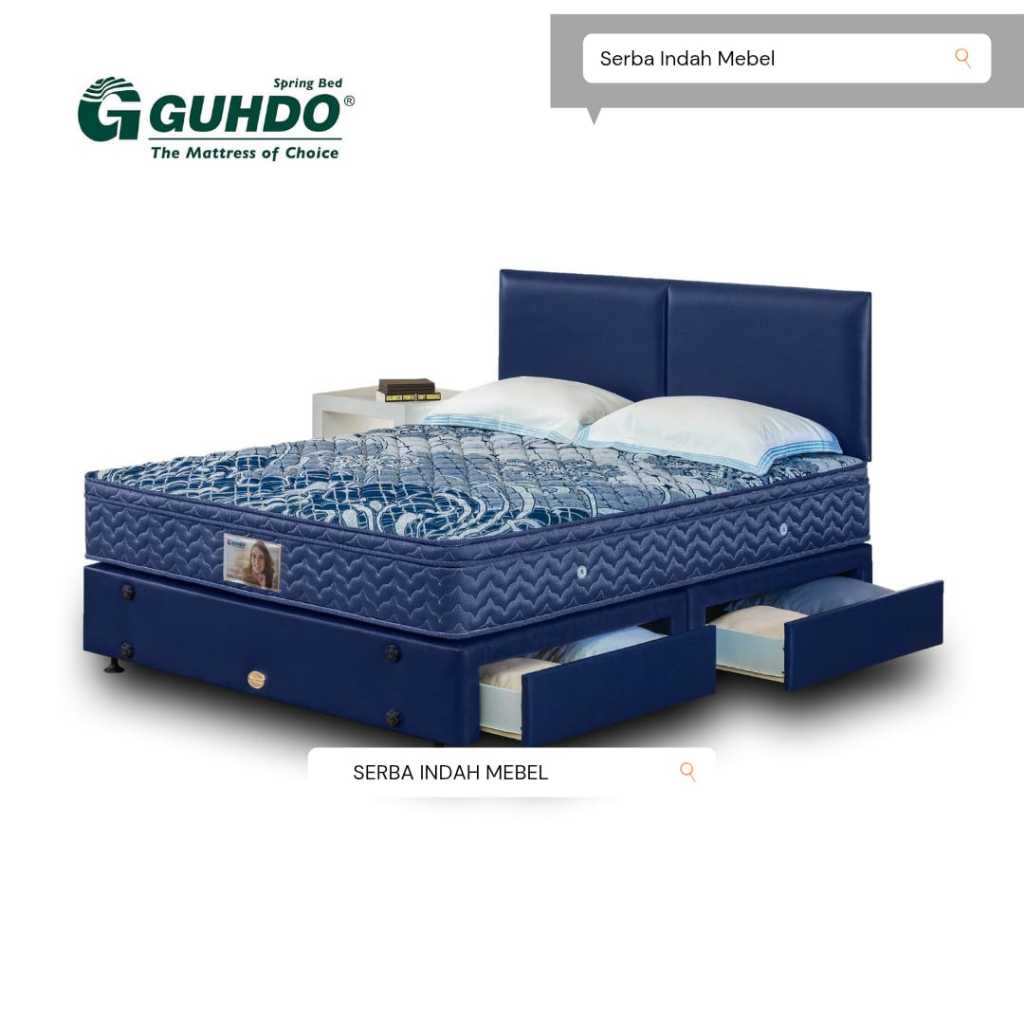 Set Guhdo Springbed Divan Drawer Laci Standard Plushtop 160x200 180x200 200x200 Kasur Set Springbed 