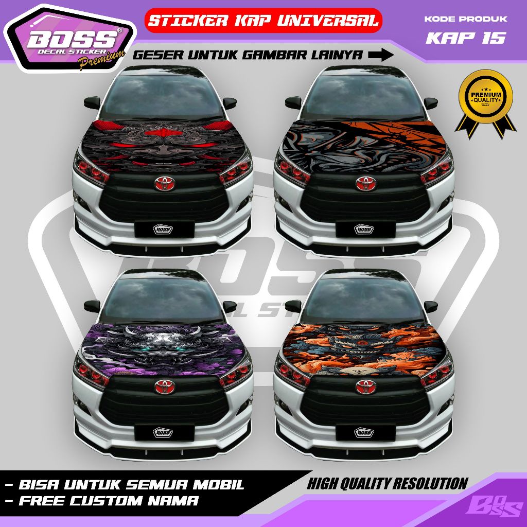 KAP 15 - STIKER KAP UNIVERSAL MOBIL AVANZA XENIA PAJERO FORTUNER SIGRA INNOVA FULL LAMINASI FREE CUS
