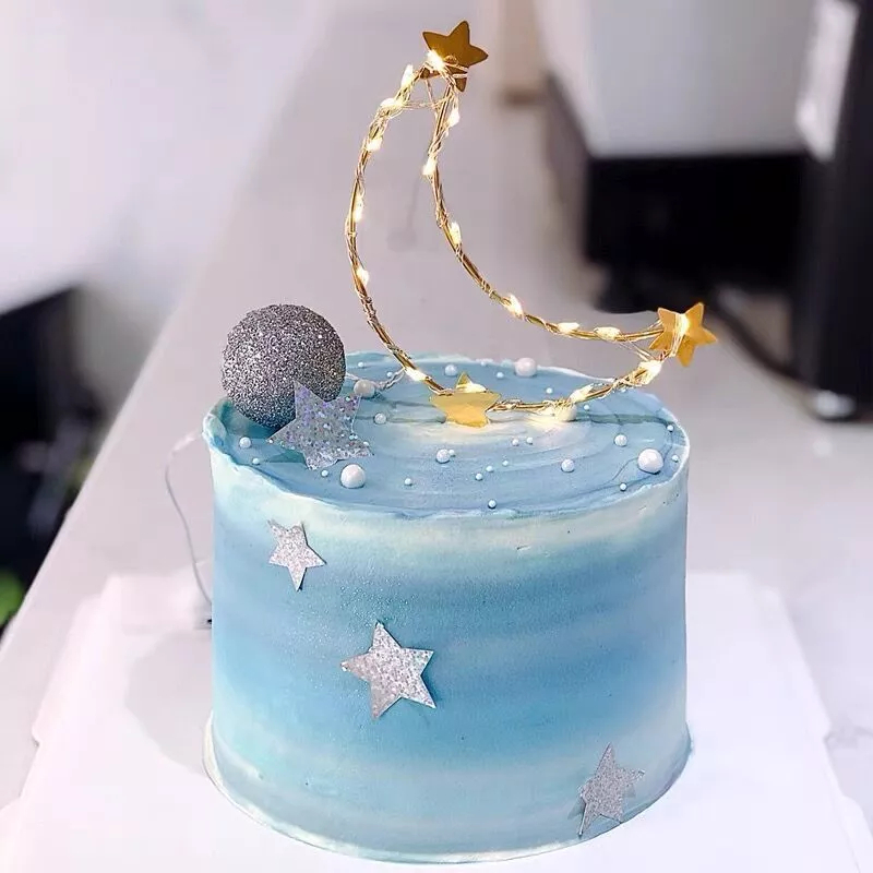Dekorasi Cake / Buket Design Besi Bulan Bintang / Topper Kawat Besi Bulan Berbintang