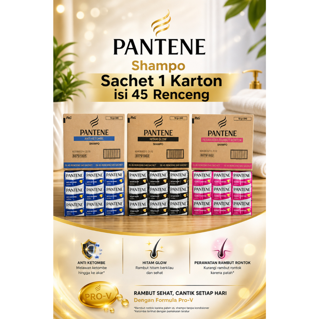 PANTENE Shampo Sachet 10gr 1 Dus isi 45 Renceng