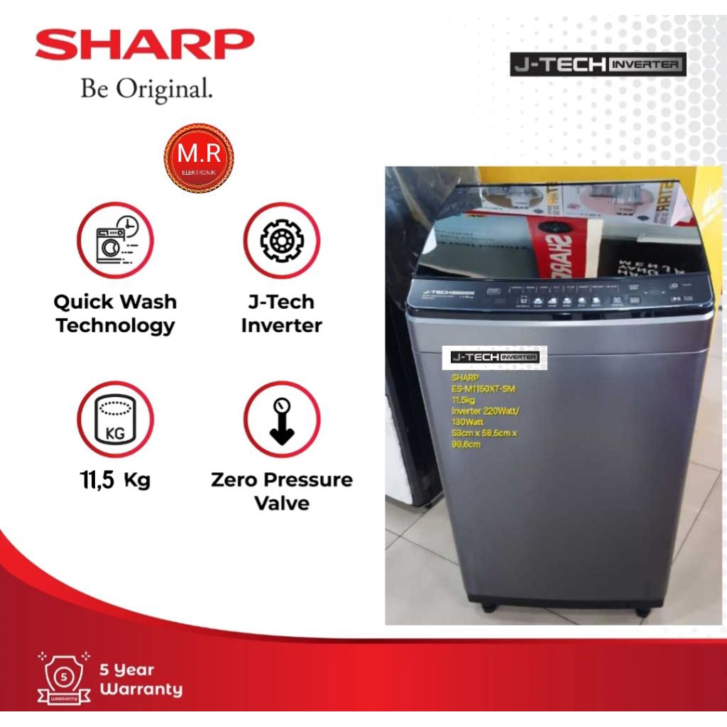 MESIN CUCI SHARP 11,5KG ES-M1150-XT INVERTER