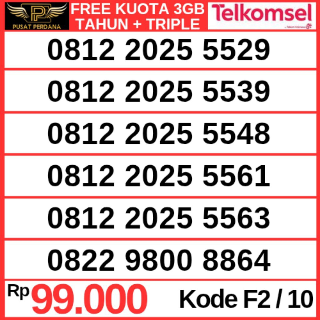 FREE KUOTA 3GB Spesial Nomer Cantik Kartu Perdana Telkomsel 4G LTE