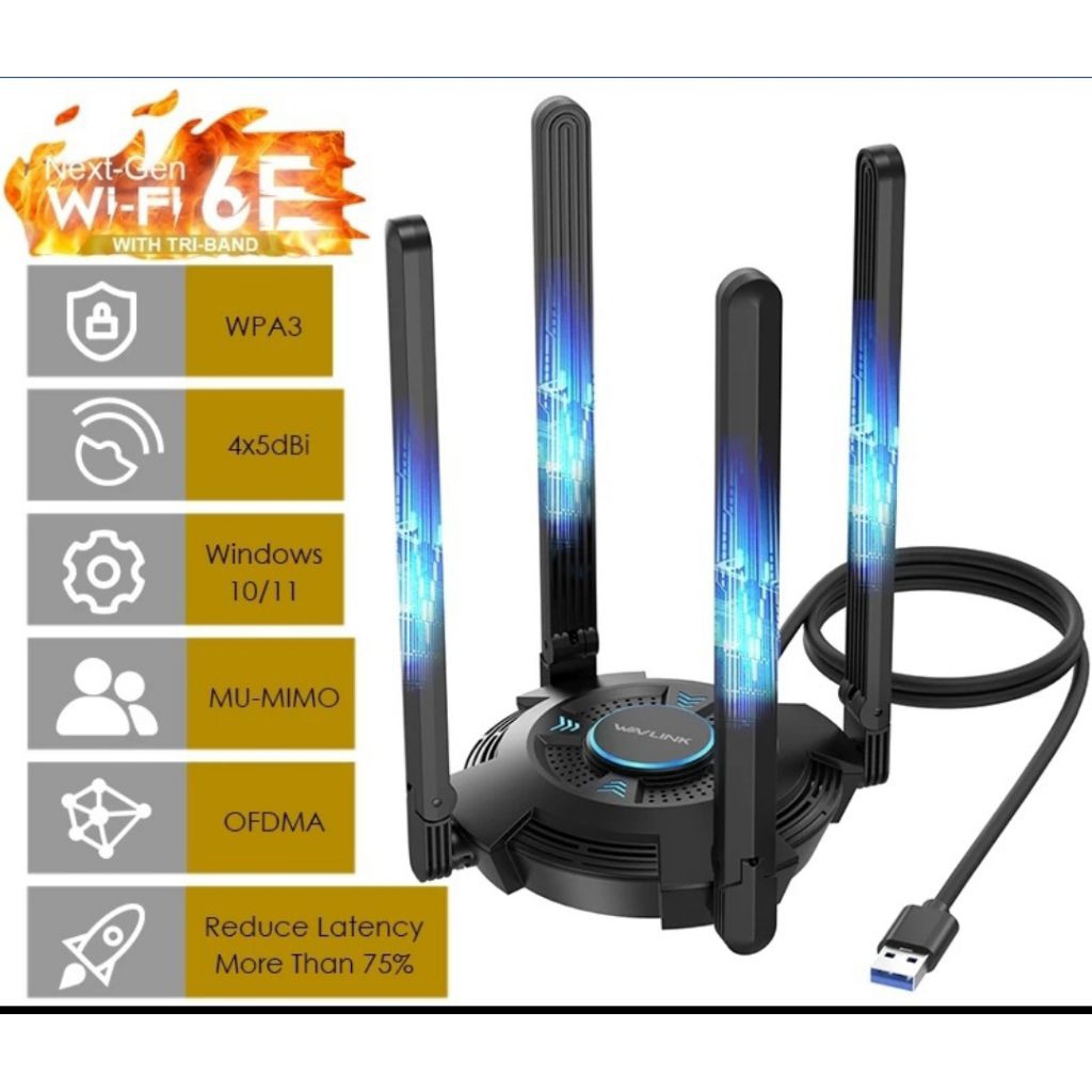 Adaptor WiFi USB WAVLINK AX5400.
