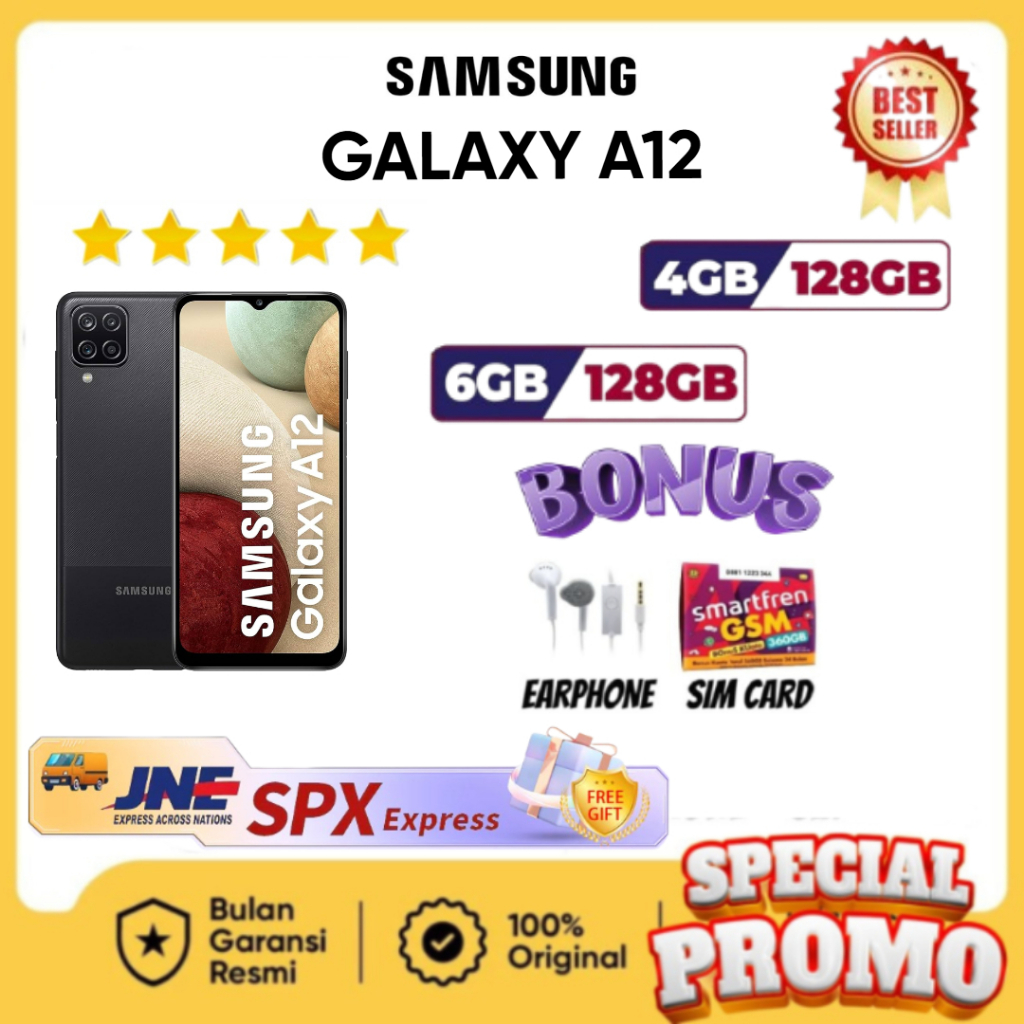 HP SAMSUNG A12 6GB/128GB GARANSI RESMI DAN EXTRA BONUS