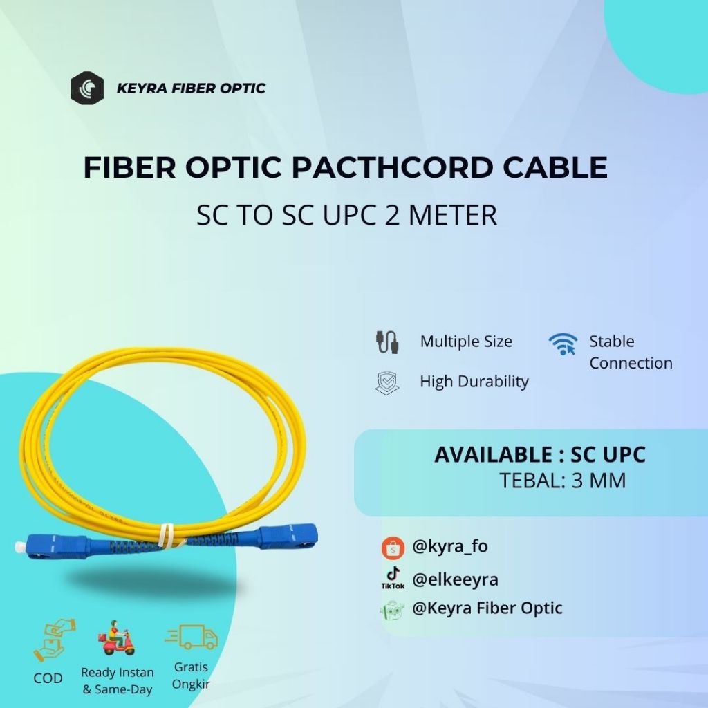 PACTHCORD SC UPC TO SC UPC 2 METER 3 MM// FIBER OPTIC CABLE PACTHCORD SC TO SC UPC PANJANG 2 METER 3