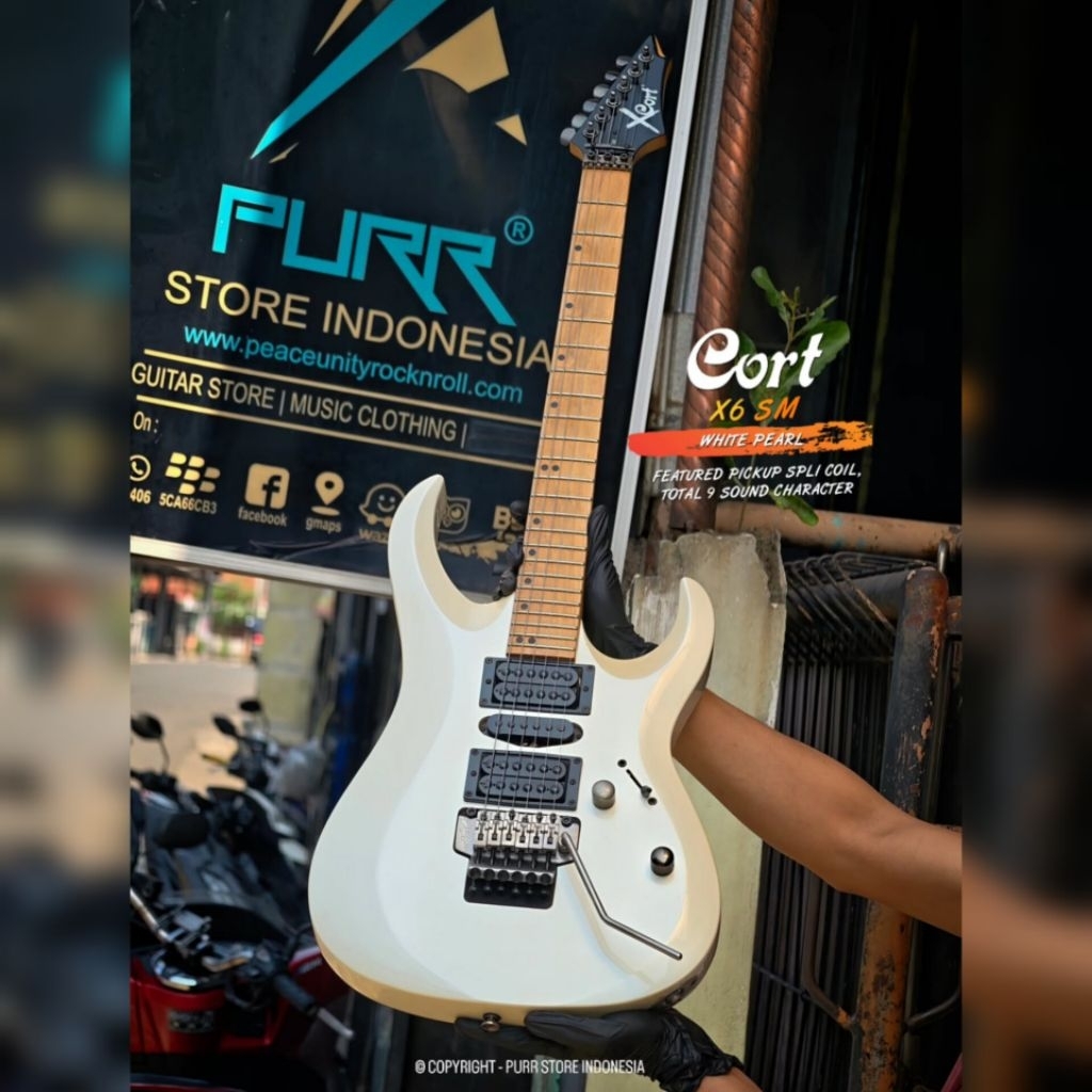 GITAR ELEKTRIK CORT X6 SM WHITE PEARL - 100% ORIGINAL