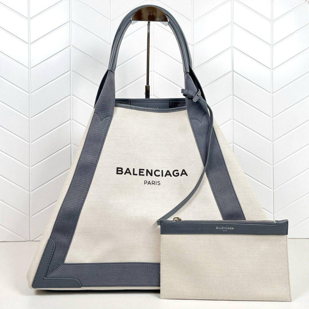 (PRELOVED) Balenciaga Cabas Large Canvas White x Grey 2018