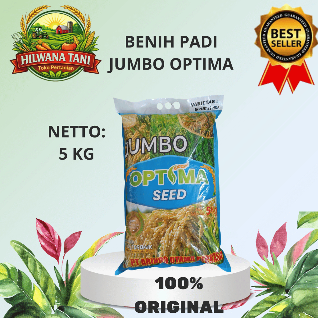 Benih Padi Inpari 32 HDB Jumbo Optima Seed 5kg - Bibit Padi Kualitas Premium Tahan Hama