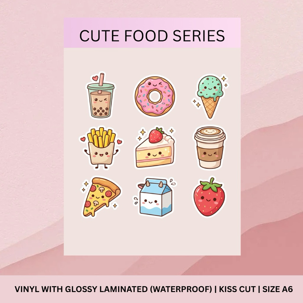 Stiker Pack Cute Food Series Vinyl Glossy