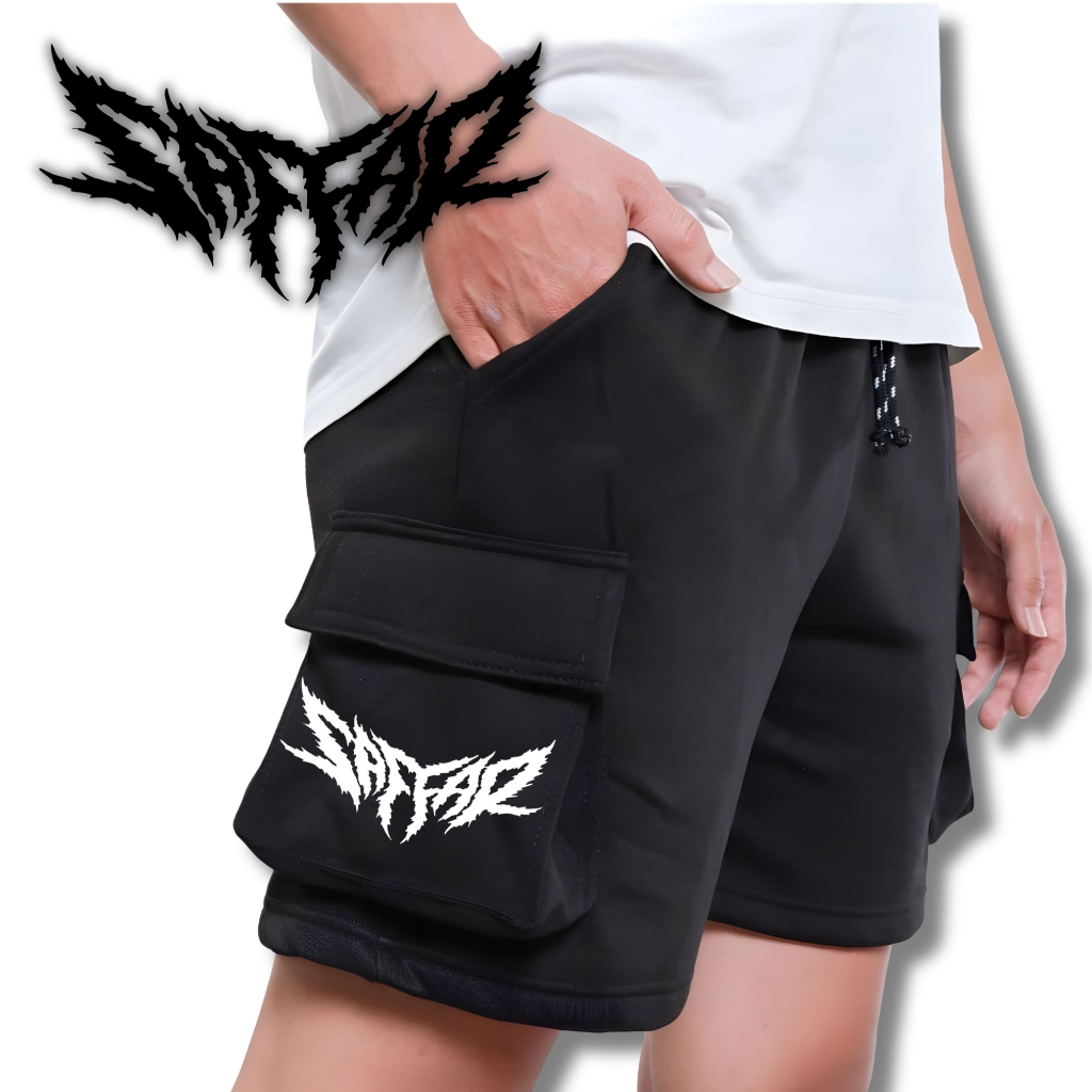 CELANA PENDEK CARGO SAFFAR BAHAN FLEECE BOARDSHORT BAND METAL UNISEX