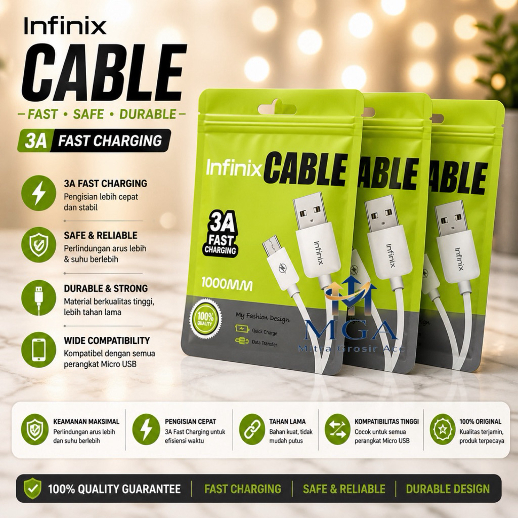 Kabel Charger Infinix Micro 1M Hot 9 pro Hot 10 usb 3A Cable Fast Charger Fast Charging