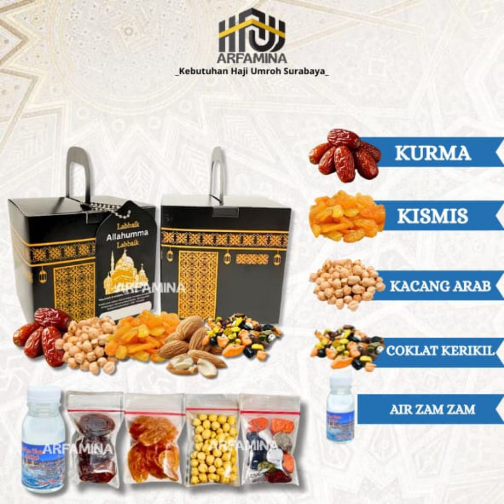 Paket Kurma & Air Zam Zam Full Hampers Umroh Haji Box Ka'bah Premium