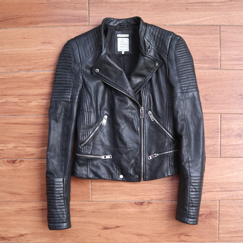 ZARA kulit domba Jaket kulit asli biker cewek ramones wanita rider jaket motor cewek genuine leather