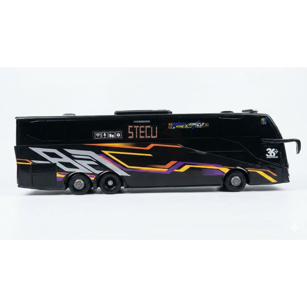 stiker livery dan headlamp untun miniatur mainan bus tronton terbaru dari rkc