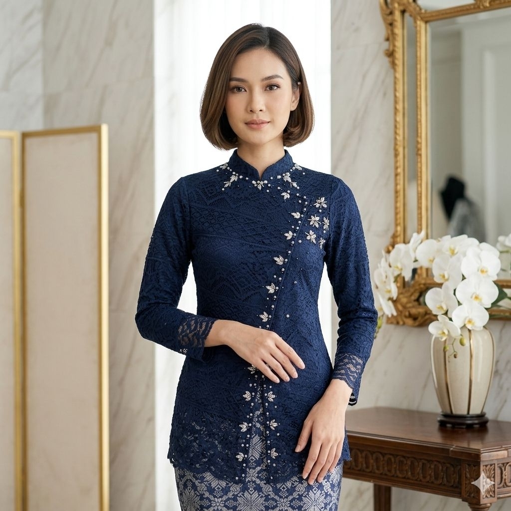The Little Jasmine- Set Kebaya Payet Janggan - Set Kebaya Modern - Kebaya Wisuda Modern - Kebaya Pes