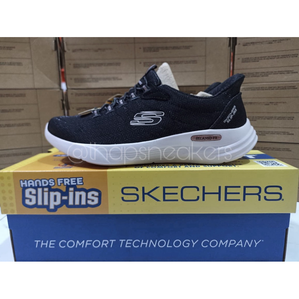 Sepatu Wanita Skechers Relaxed Fit Sport - Sweet Dream Black/Rose Gold Original PT MAP Resmi