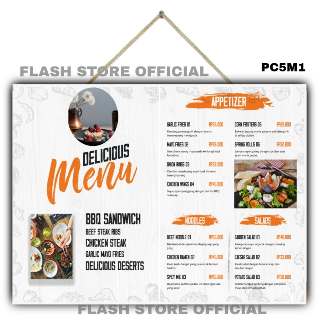 Wall decor menu makanan dan minuman size 40x30 cm - pajangan dinding cafe kekinian (5 desain)