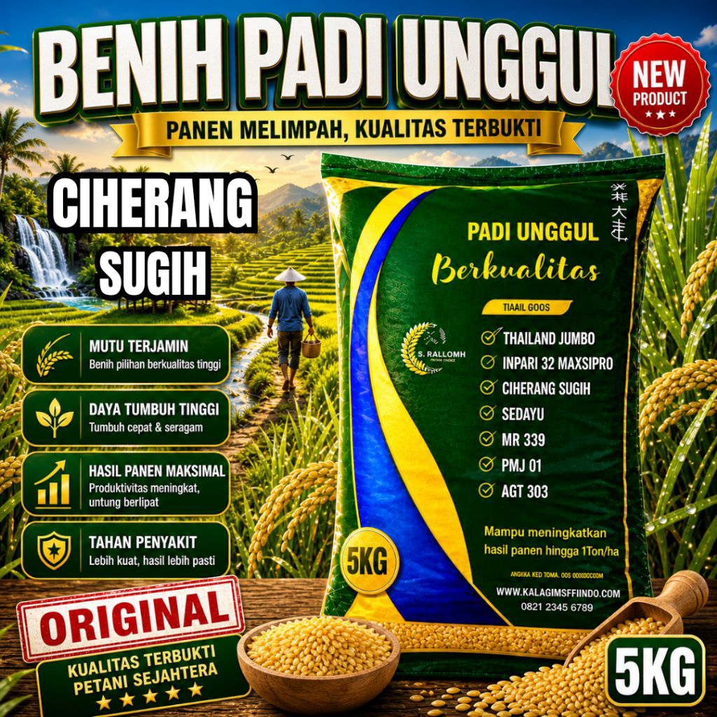 BENIH PADI UNGGUL CIHERANG SUGIH KEMASAN 5 KG BENIH PADI KUALITAS ORIGINAL