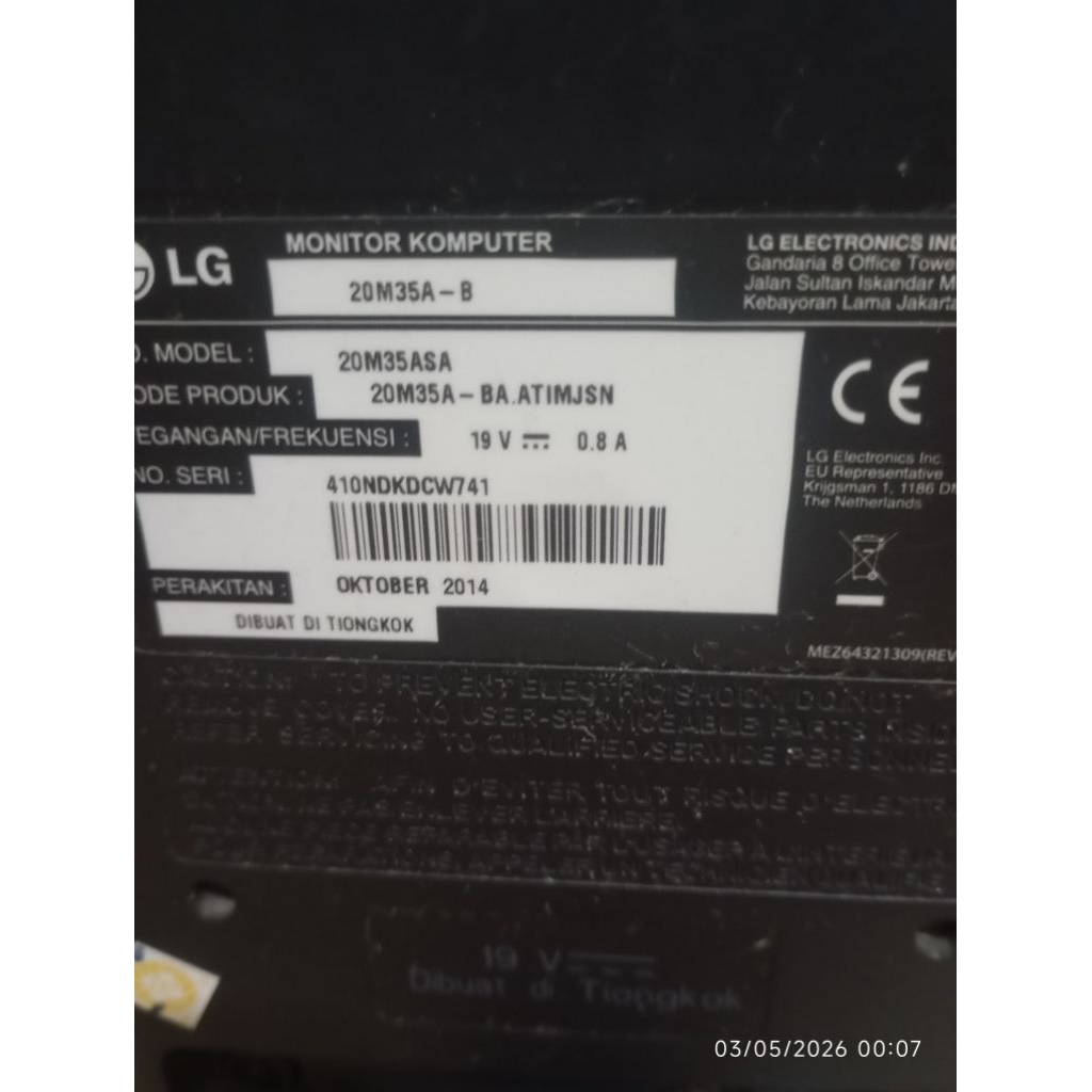 MONITOR LED LG 20" DAN AOC 19" MULUS NORMAL