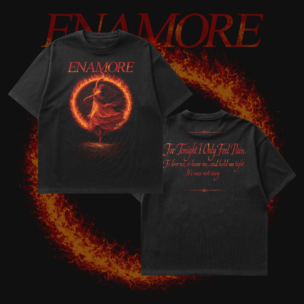 Heart And Soul X Enamore Unpleasant Path Black Fire Tshirt Kaos Band