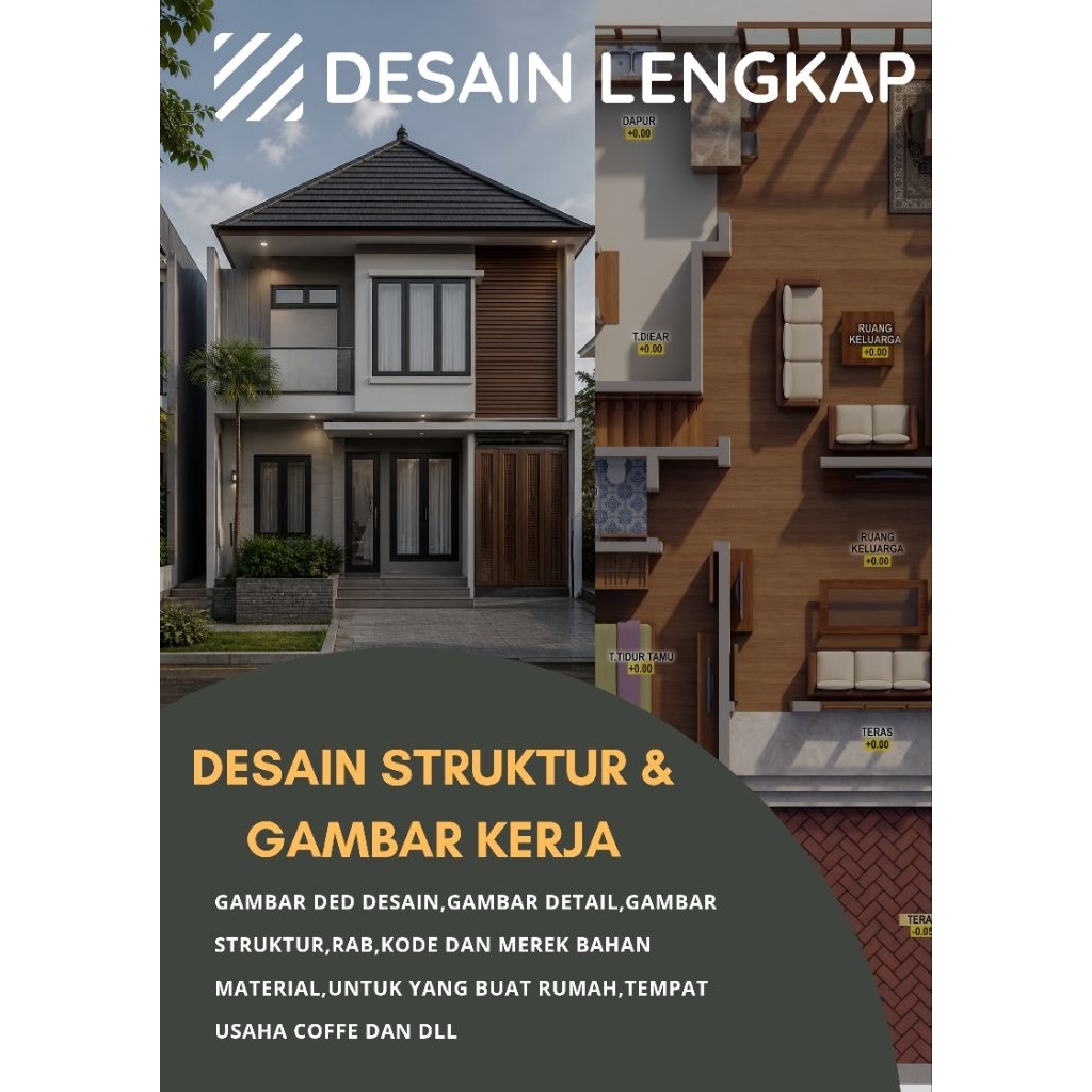 DESAIN RUMAH LENGKAP + RAB