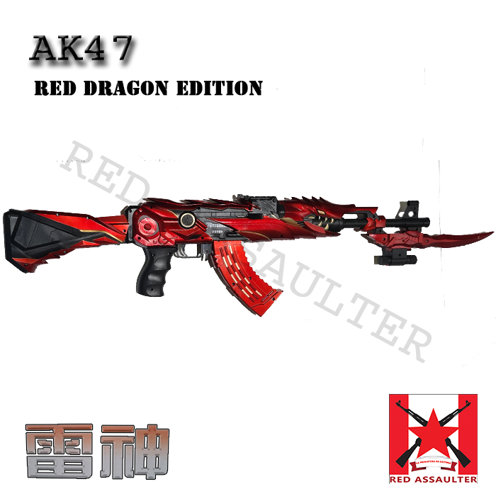Mainan AK47 Red Dragon Special Edition Permainan Tembakan Outdoor Luar Rumah