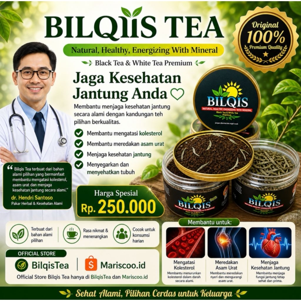 BILQIS TEA - Teh Hitam dan Teh Putih Premium Untuk Kesehatan Jantung, Mengurangi Kolesterol dan Meng