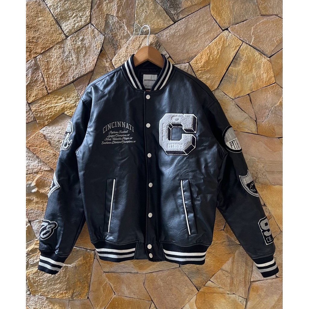 Original Cincinnati Faux Leather Varsity Jacket Bershka