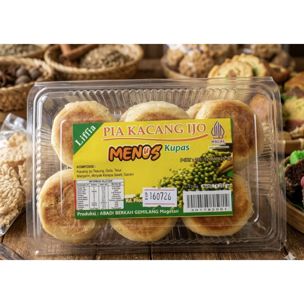 PIA MENUS (Basah) isi kacang ijo kupas, Bakpia Basah Isi 12pcs besar, Bakpia Oleh Oleh khas