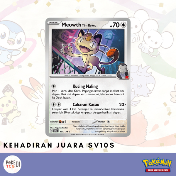 Meowth Tim Roket sv10s | 111/189 C - Pokemon TCG Indonesia