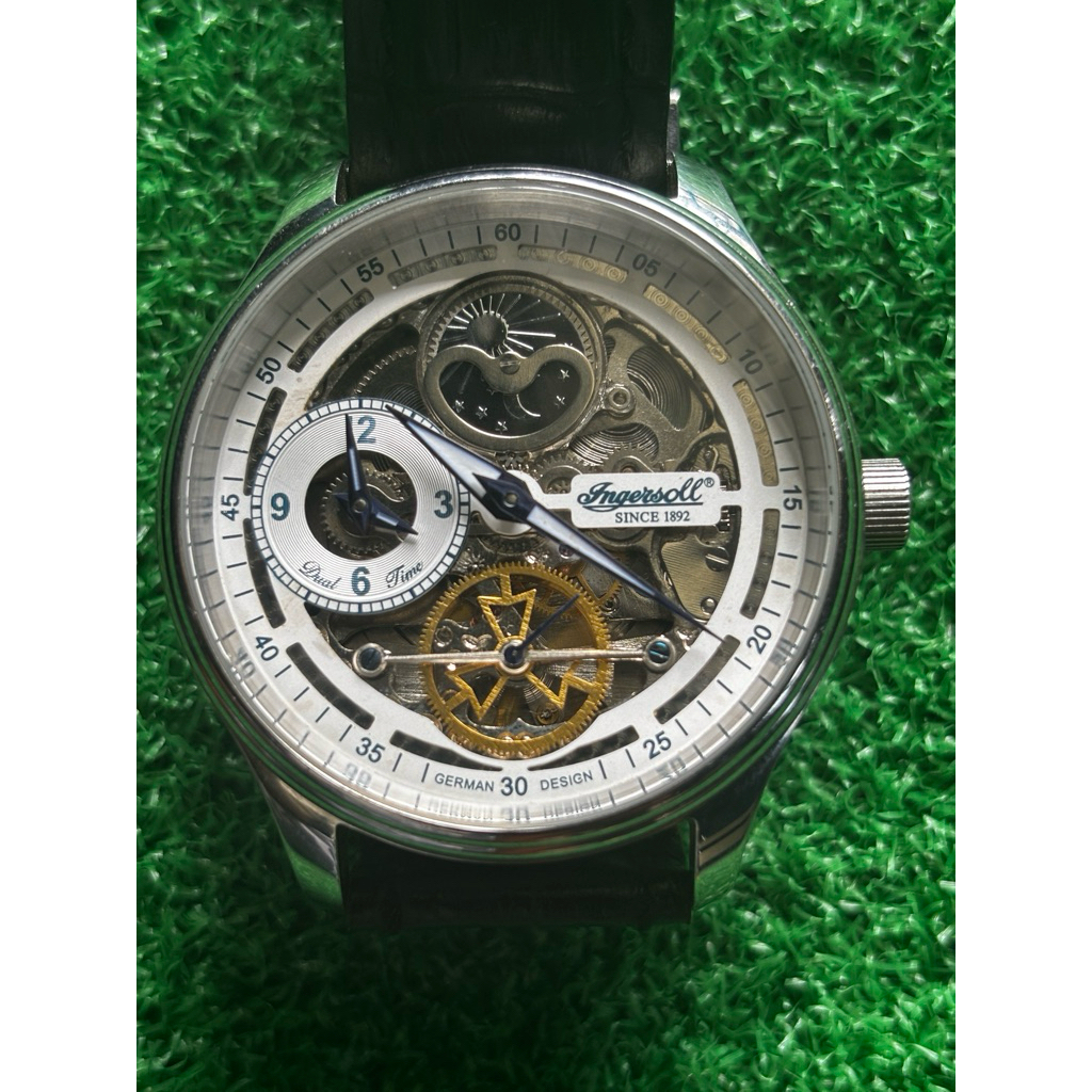 Jam Tangan Pria INGERSOLL Dual Time Sub Second Dial skeleton Day night Kondisi mulus dan Normal
