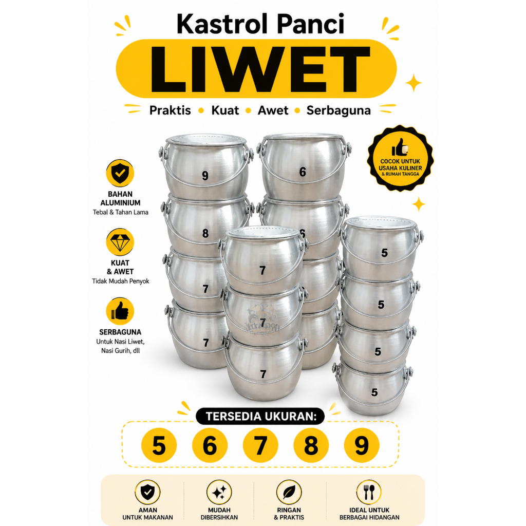 KASTROL PRIUK PANCI LIWET NO. 5,6,7,8,9 /PANCI KASTROL NASI LIWET SUNDA /KASTROL LIWET