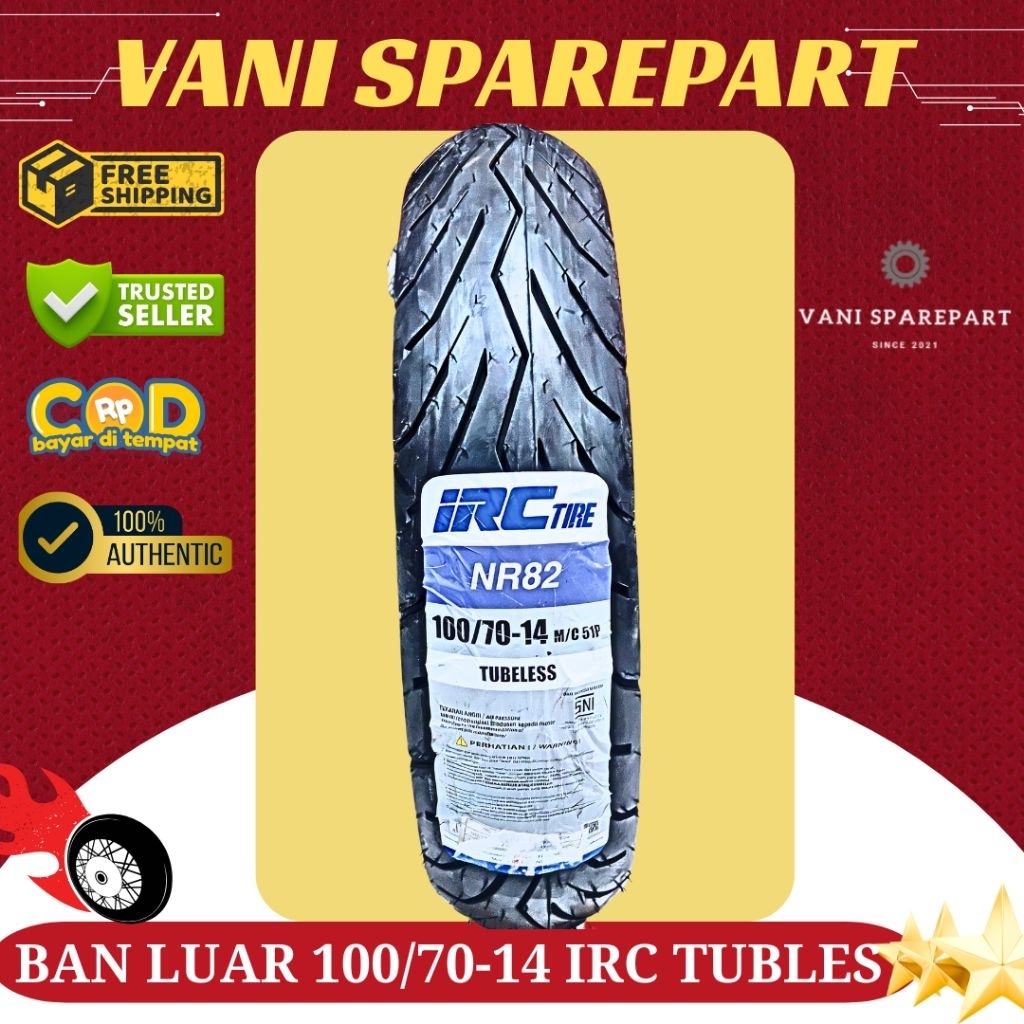BAN LUAR 100/70-14 IRC TUBLESS