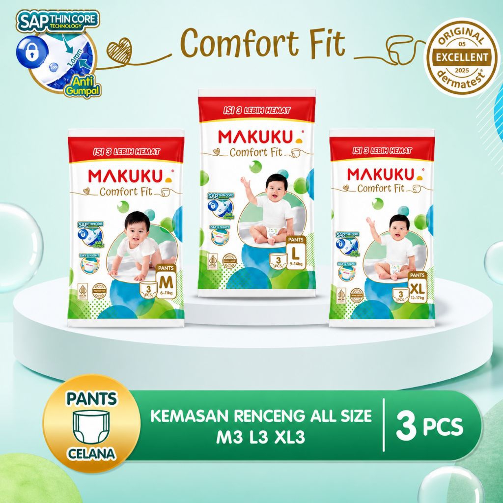 Makuku pampers Popok Celana murah MAKUKU Comfort Fit Pants - Renceng Isi 12pcs
