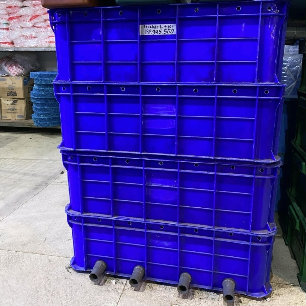 Filter Trickle Kolam Ikan Koi Size L Jumbo / Filter Box 4 Tingkat dengan Penyaringan ganda / Filtras