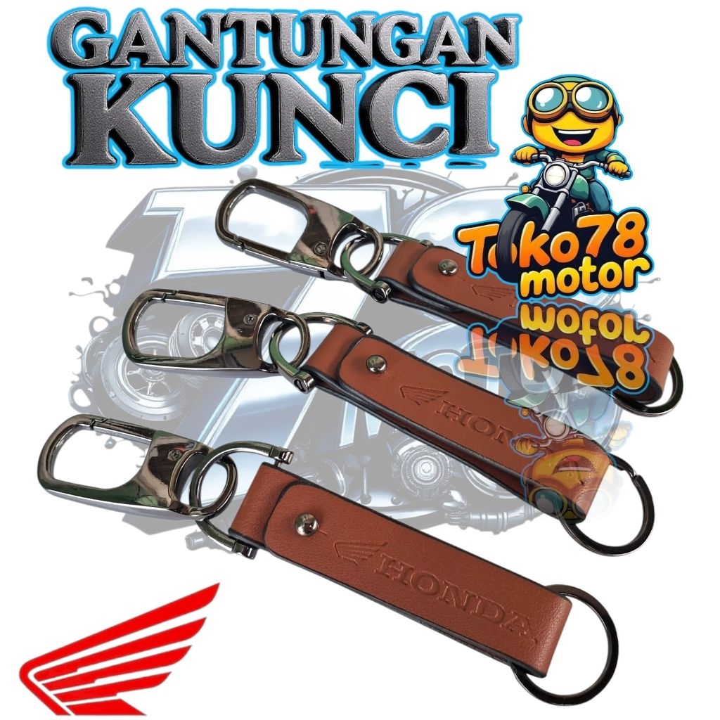 GANTUNGAN KUNCI KEYCHAIN KULIT ORI HONDA