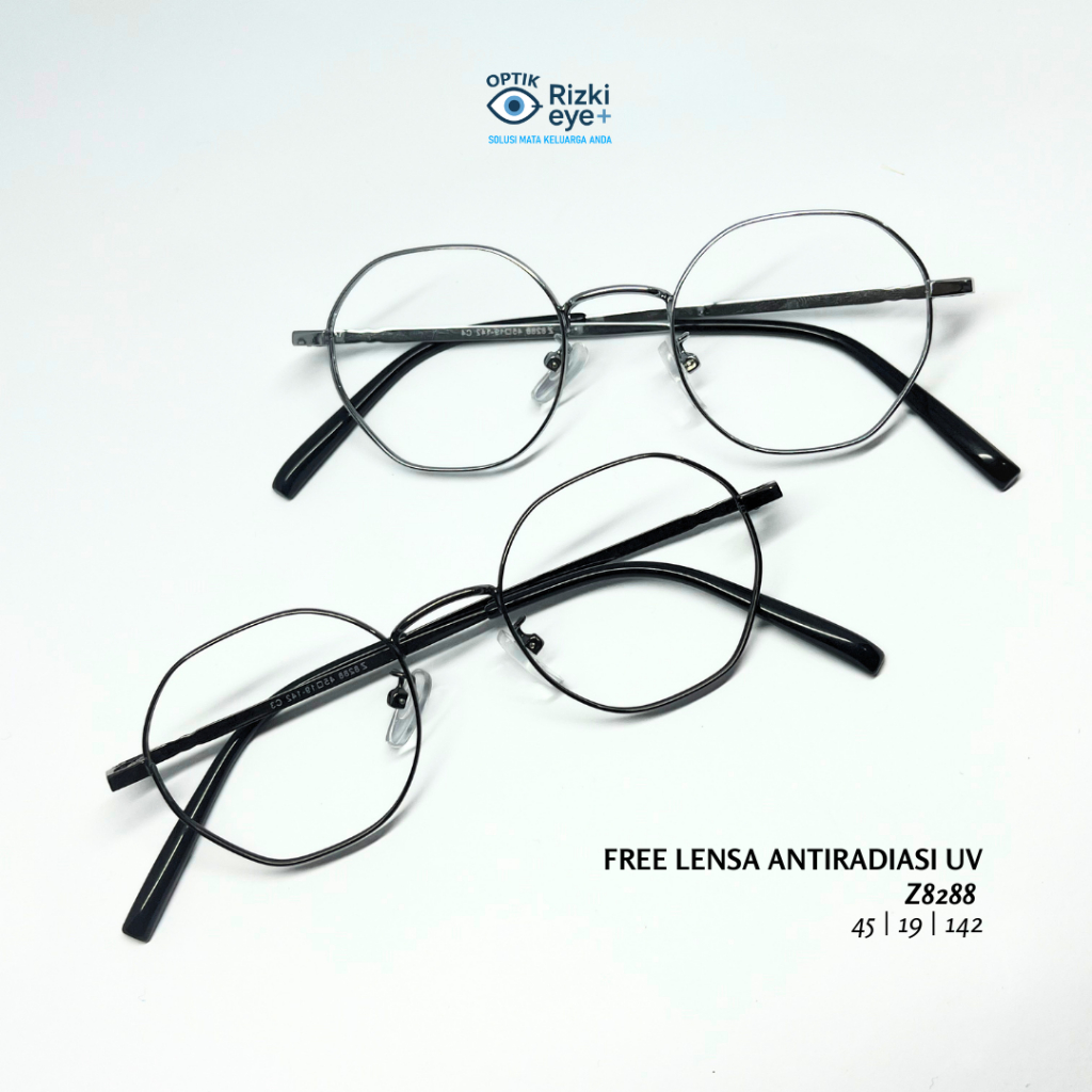 Z8288 Kacamata Titanium Kecil Tipis Anti Radiasi Jhon Carousel Frame hexagon semi bulat untuk wanita
