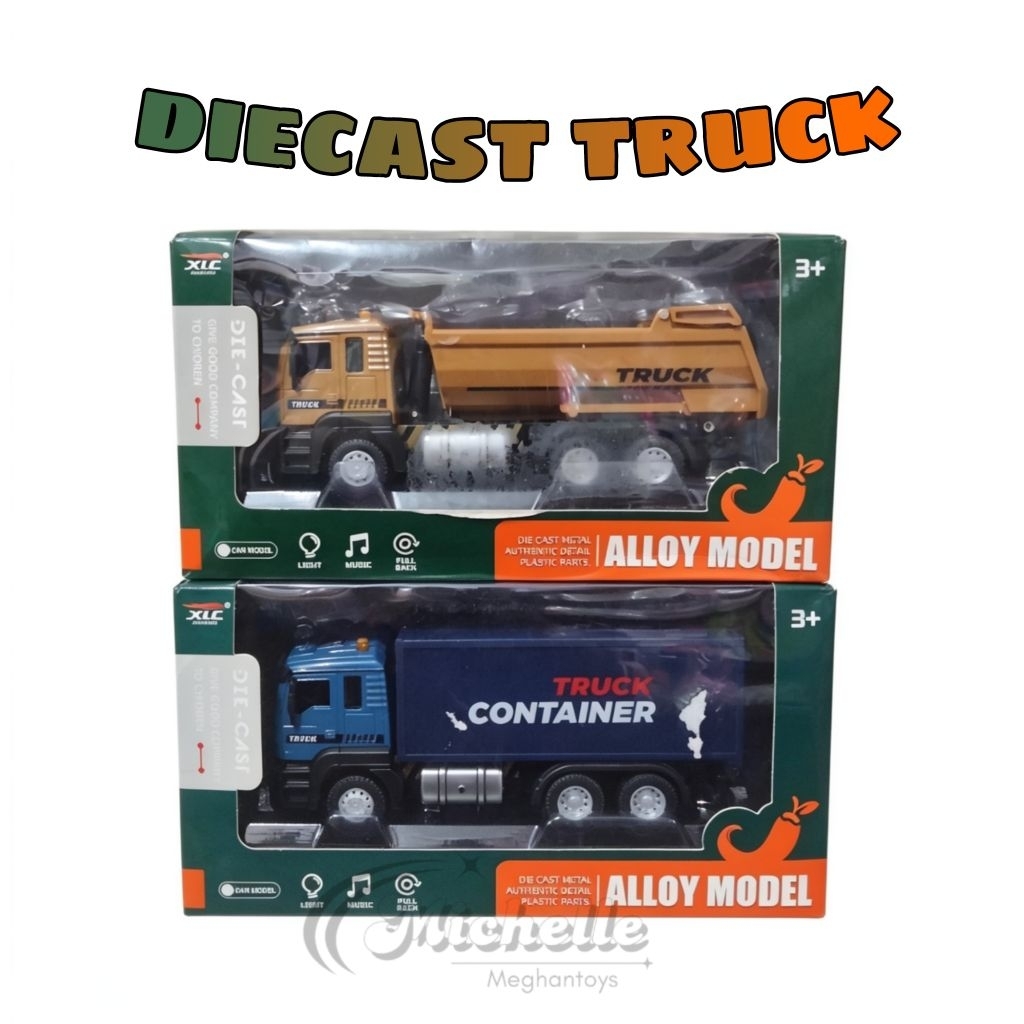 Truck Diecast - Mainan Anak Truck Diecast Alloy Model Mainan Miniatur Diecast Truck Dump dan Kontain