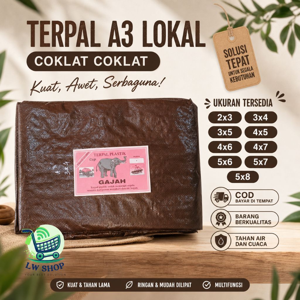 Terpal A3 Gajah/Terpal A3 Coklat/Terpal Plastik/Terpal Anti Air