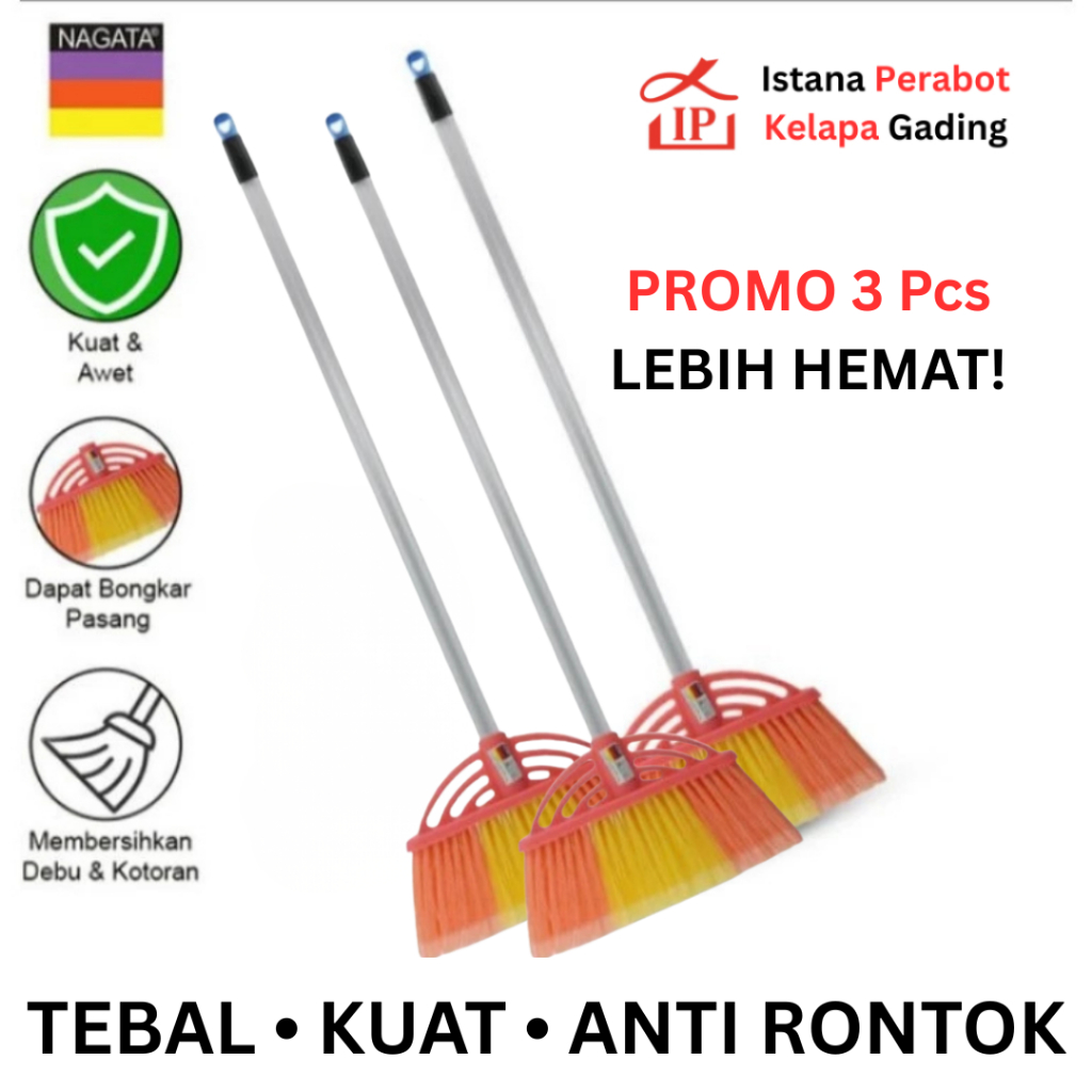 Sapu Nagata 0717 Sapu Turki Plastik Tebal Sapu Lantai Nagata Original Sapu Rumah Anti Rontok