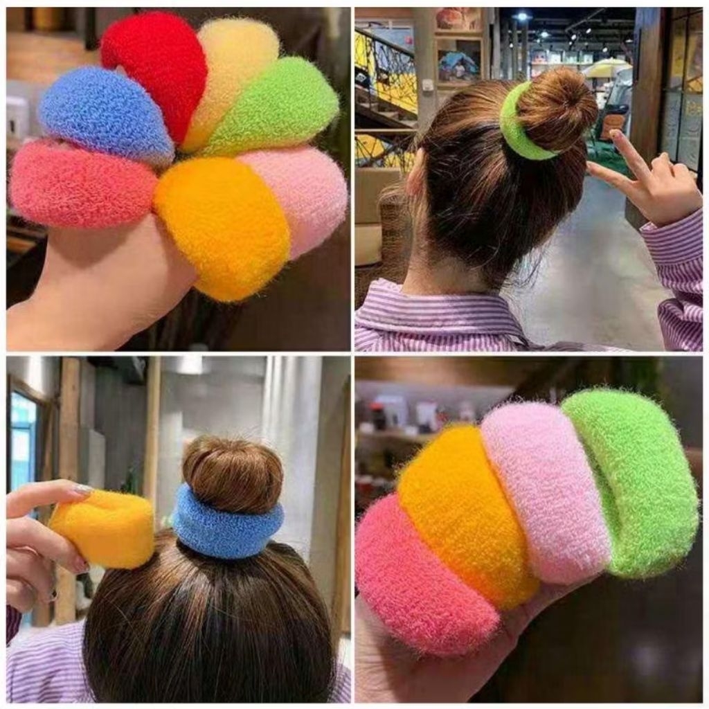 ikat rambut donat besar warna warni / ikat rambut donat / ikat rambut besar / warna warnii