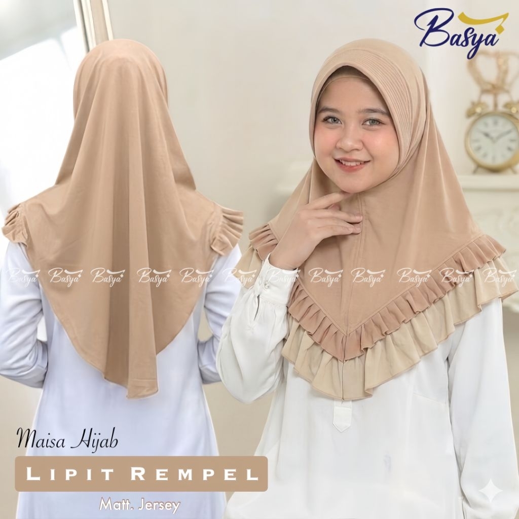 (Maisa Hijab) LIPIT REMPEL• jilbab instan jersey premium• hijab instan jersey• kerudung pet rempel• 
